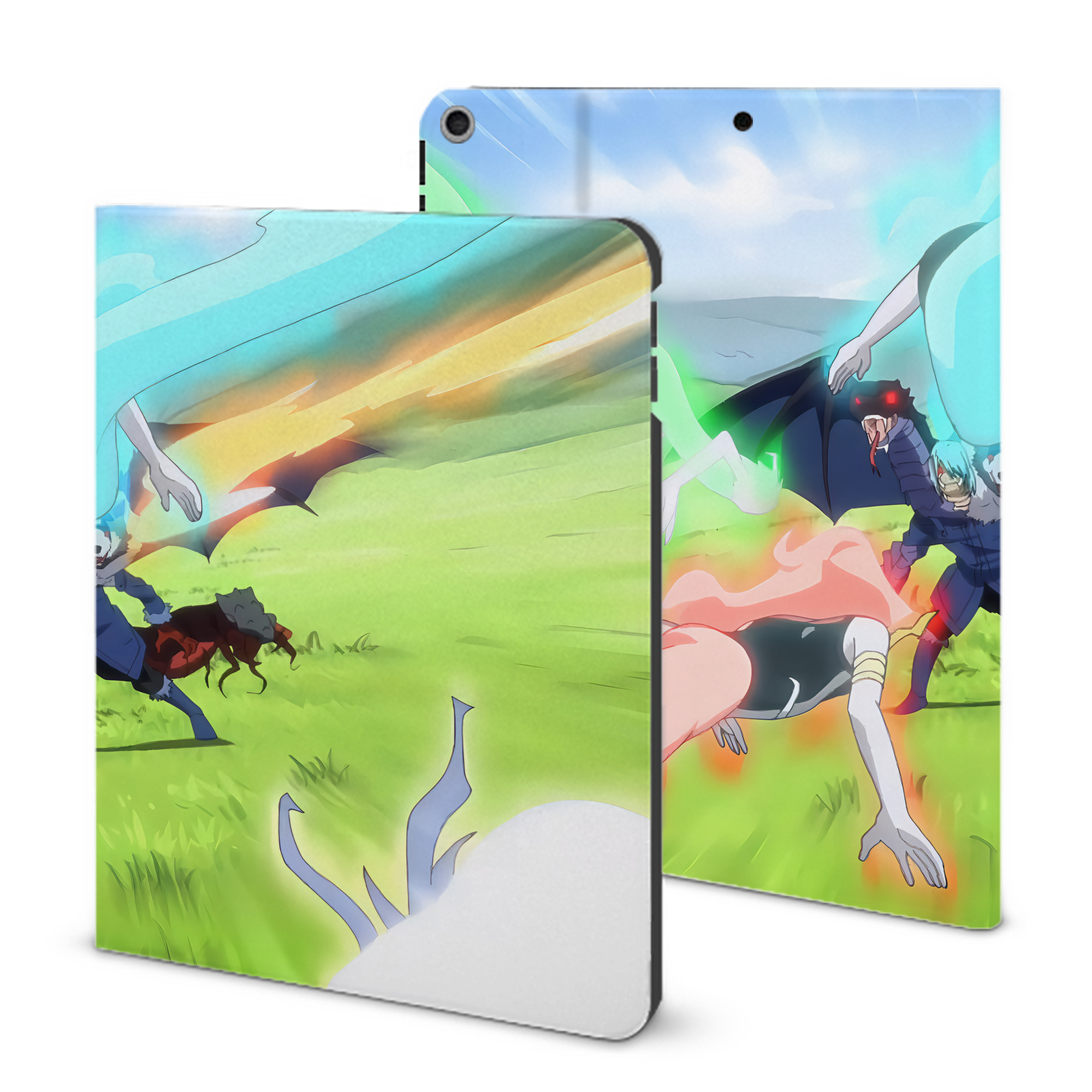 （画像用） 転スラ Regarding Reincarnated to Slime IPad ケース ブック型 PUレザー TPU 耐衝撃 軽量 薄型 ペン収納なし 全面保護 IPad 各モデル対応